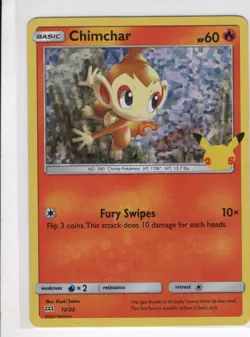 CHIMCHAR HOLO-FOIL MCDONALDS 25TH ANNIVERSARY SET POKEMON CARD 12/25 LP - Image 1