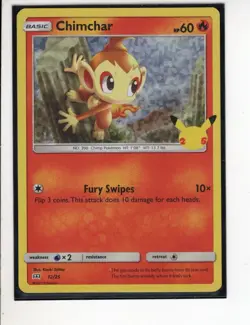 CHIMCHAR MCDONALD'S 25TH ANNIVERSARY SET HOLO-FOIL POKEMON CARD 12/25 NM/M - Image 1