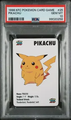 1998 KFC Pokemon Card Game #25 Pikachu PSA 10 Gem Mint Vintage 90s - Image 1