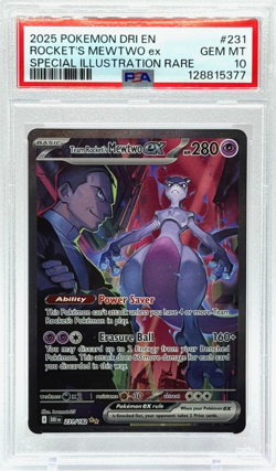 Pokemon Team Rocket's Mewtwo ex Destined Rivals SIR 231/182 PSA 10 Gem Mint TCG - Image 1