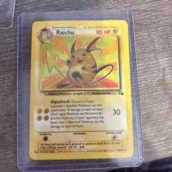 Pokemon Raichu 29/62 unlimited edition Fossil LP/near mint condition card - Image 1