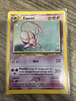 Pokemon Espeon Neo Discovery TCG 1/75 Holo Unlimited Rare Card With Swirl! LP - Image 1