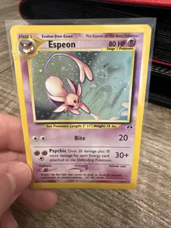Pokemon Espeon Neo Discovery TCG 1/75 Holo Unlimited Rare Card With Swirl! LP - Image 4