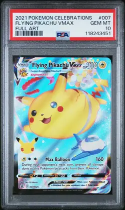 2021 POKEMON CELEBRATIONS #007 FULL ART/FLYING PIKACHU VMAX PSA 10 - Image 1