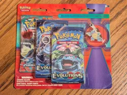 Pokemon 2016 XY 3 Pack Blister with Mega Blastoitse Pin (Two Evolutions Packs) - Image 1
