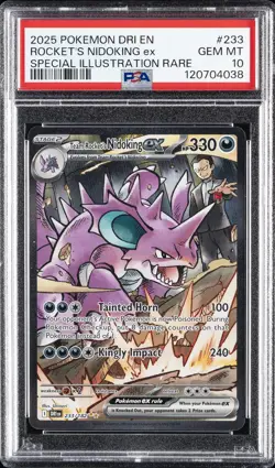 2025 POKEMON DRI EN-DESTINED RIVALS #233 TEAM ROCKET'S NIDOKING EX PSA 10 - Image 1