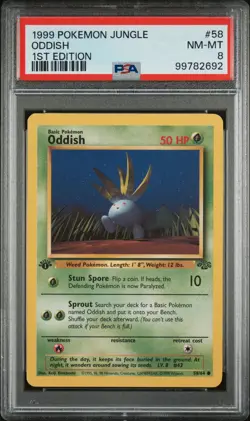 1999 POKEMON JUNGLE 1ST EDITION #58 ODDISH PSA 8 - Image 1