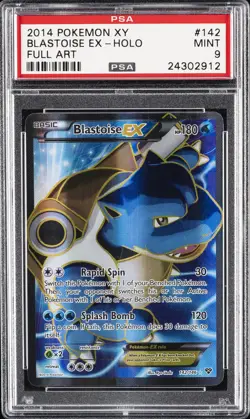 2014 POKEMON XY #142 FULL ART/BLASTOISE EX PSA 9 - Image 1