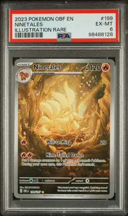 2023 POKEMON OBF EN-OBSIDIAN FLAMES ILLUSTRATION RARE #199 NINETALES PSA 6 - Image 1