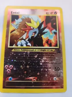 Entei Reverse Holo Black Star Promo Pokemon Card Base WOTC - Image 2