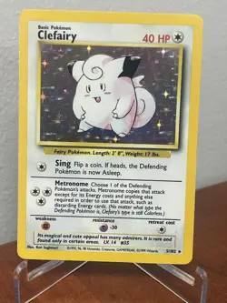 Clefairy 005/102 Base Set Holo Rare Pokemon Card 1999 WOTC MP - Image 1