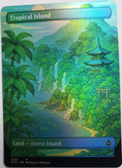 Tropical Island FOIL Original Dual Land Proxy Card Custom Japanese Art Design - Image 1