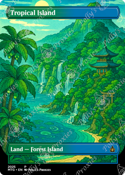 Tropical Island FOIL Original Dual Land Proxy Card Custom Japanese Art Design - Image 4