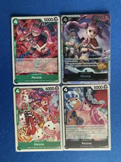 Perona One Piece TCG 4-card lot OP06 Super Rare+OP10/ST12 Commons - ships PWE - Image 1