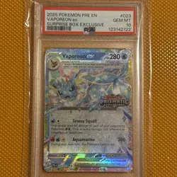 2025 Pokemon Prismatic Evolutions Vaporeon Ex Surprise Box Exclusive PSA 10 - Image 1