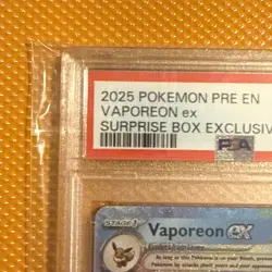 2025 Pokemon Prismatic Evolutions Vaporeon Ex Surprise Box Exclusive PSA 10 - Image 4