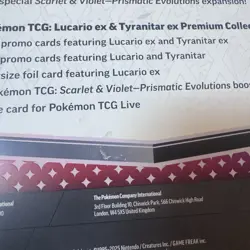 2x Pokemon TCG Prismatic Evolutions Lucario Ex + Tyranitar Ex Premium Collection - Image 5