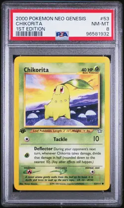 2000 POKEMON NEO GENESIS 1ST ED #53 CHIKORITA PSA 8 - Image 1