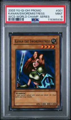 2003 YU-GI-OH! PROMO WCS-WORLD CHAMP SER #001 KANAN THE SWORDMISTRESS PSA 9 - Image 1