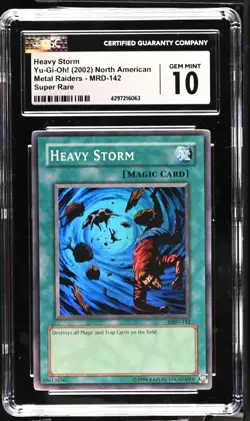 Yugioh 2002 - Heavy Storm - MRD Super Rare CGC 10 - Free Pack - Image 1