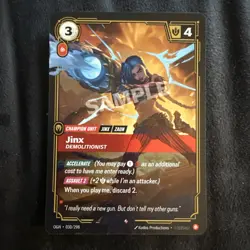Riftbound Sample Card! Pre Release From Riot HQ Jinx Demolitionist 30/298 - Image 1