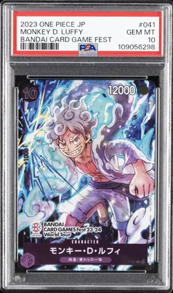2023 ONE PIECE JPN PROMOS BANDAI CARD GAME FEST #041 MONKEY D. LUFFY PSA 10 - Image 1