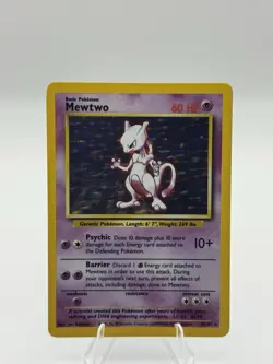 Pokemon Mewtwo TCG Base Set Holo Unlimited Rare Card 10/102 LP Condition - Image 2