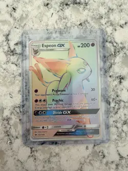 2017 Pokemon TCG Sun & Moon Espeon GX Rainbow Secret Rare Card 152/149 - Image 1