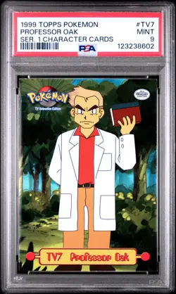 1999 TOPPS POKEMON SERIES 1 CHARACTER CARDS #TV7 PROFESSOR OAK PSA 9 - Image 1