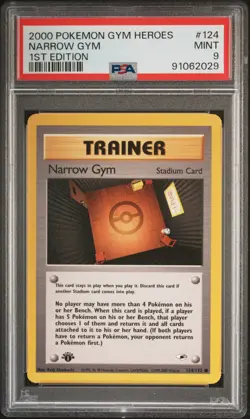 2000 POKEMON GYM HEROES 1ST EDITION #124 NARROW GYM PSA 9 - Image 1