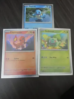 Pokemon 151 Promo Bulbasaur Charmander Squirtle SVP 046 047 048 Kanto Cosmo Holo - Image 1