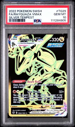 2022 POKEMON SWORD & SHIELD SILVER TEMPEST #TG29 FULL ART/RAYQUAZA VMAX PSA 10 - Image 1