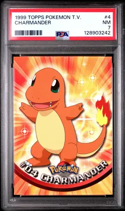 1999 TOPPS POKEMON TV #4 CHARMANDER PSA 7 - Image 1