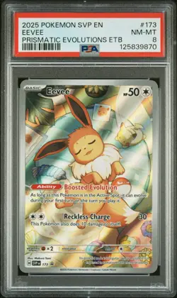 2025 POKEMON SVP EN-SV BLACK STAR PROMO #173 EEVEE PSA 8 - Image 1