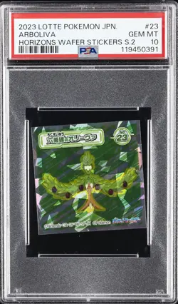 2023 LOTTE POKEMON JPN HORIZONS WAFER STICKERS SER 2 SIX HEROES ARBOLIVA PSA 10 - Image 1