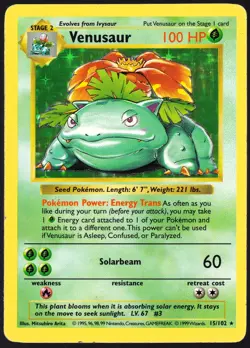 Venusaur 15/102 Shadowless Holo Base Set Pokemon Card HP - Image 1
