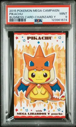 2015 POKEMON JPN STRONG CUTE PIKACHU MEGA CAMPAIGN BUSINESS CARDS PIKACHU PSA 9 - Image 1