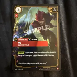 Riftbound Sample Card! Pre Release From Riot HQ Vi Destructive 36/298 - Image 1