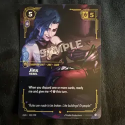 Riftbound Sample Card! Pre Release From Riot HQ Jinx Rebel 202/298 - Image 1
