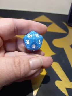MTG d20 Spindown Life Counter Die/Dice - New Phyrexia - Blue Marble/White Print - Image 3