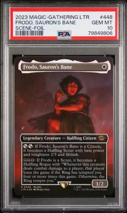 2023 MTG TALES OF MIDDLE-EARTH SCENE-FOIL #448 FRODO, SAURON'S BANE PSA 10 - Image 1