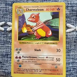Pokemon TCG Charmeleon Base Set 24/102 Unlimited Uncommon Card, 1999 Vintage - Image 1