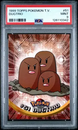 1999 TOPPS POKEMON TV #51 DUGTRIO PSA 9 - Image 1