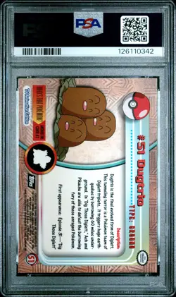1999 TOPPS POKEMON TV #51 DUGTRIO PSA 9 - Image 2