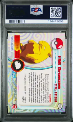 2000 TOPPS POKEMON TV ANIMATION SERIES 2 FOIL #96 DROWZEE PSA 8 - Image 2