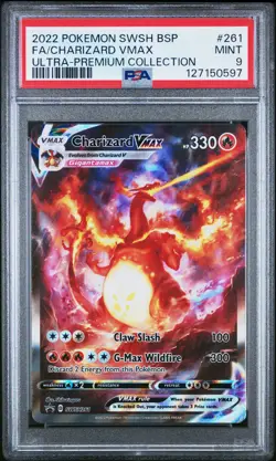 2022 POKEMON SWSH BLACK STAR PROMO #261 FULL ART/CHARIZARD VMAX PSA 9 - Image 1