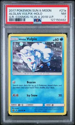 2017 POKEMON SUN & MOON GUARDIANS RISING #21A ALOLAN VULPIX-HOLO PSA 7 - Image 1