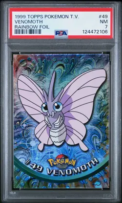 1999 TOPPS POKEMON TV RAINBOW FOIL #49 VENOMOTH PSA 7 - Image 1