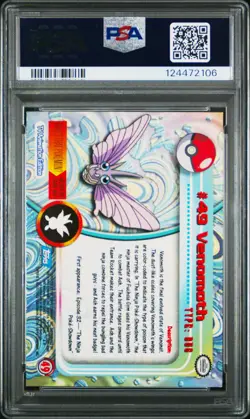 1999 TOPPS POKEMON TV RAINBOW FOIL #49 VENOMOTH PSA 7 - Image 2