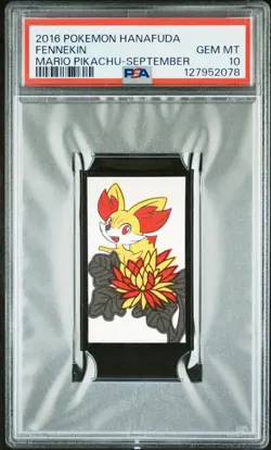 2016 POKEMON HANAFUDA MARIO PIKACHU SEPTEMBER FENNEKIN PSA 10 - Image 1